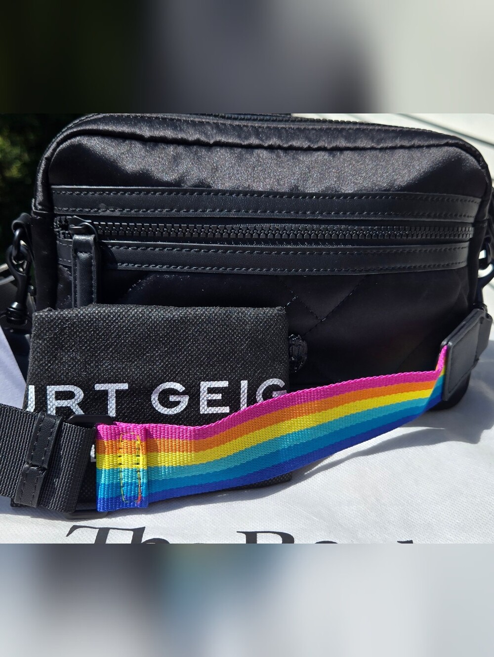 NWT Kurt Geiger London Rainbow Quilted Recycled Nylon Crossbody Bag w/Dust Bag - Picture 11 of 12